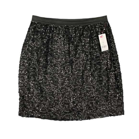 Garage Skirt Women M Medium Black Sequins Elastic Waist Inner Lined Sparkly Mini - Picture 1 of 10